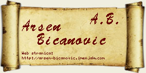 Arsen Bicanović vizit kartica
